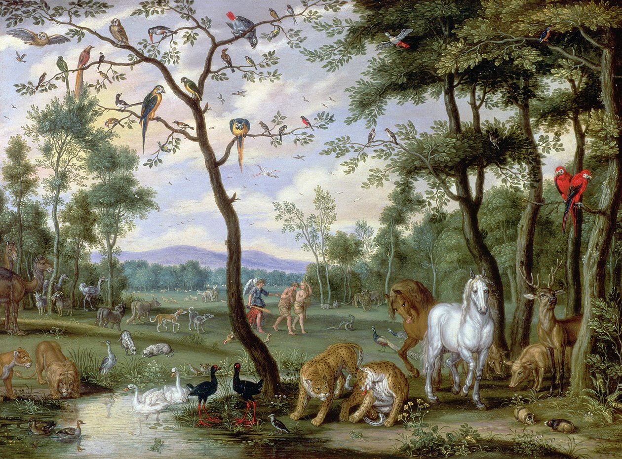 Det jordiska paradiset (panel) av Jan Brueghel the Younger
