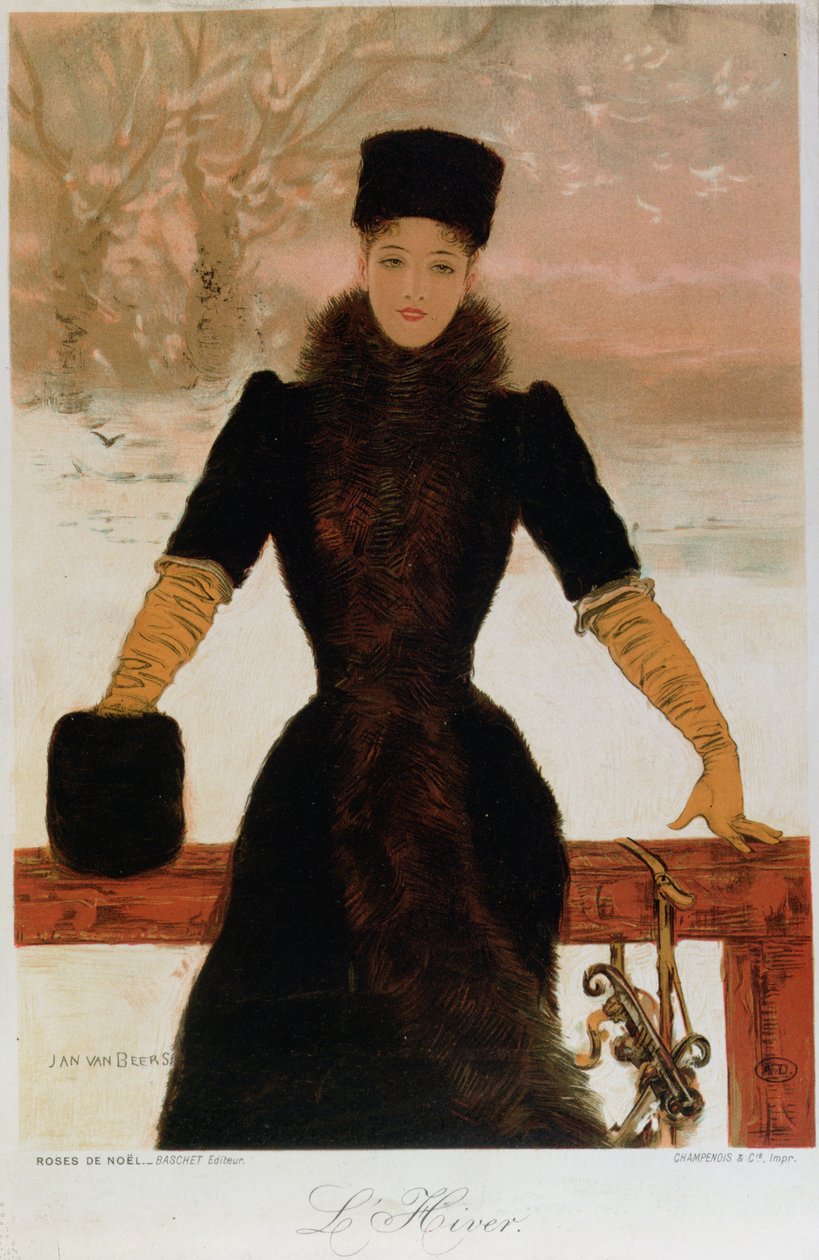 Vinterallegori, ca 1900 (färglitografi) av Jan van Beers