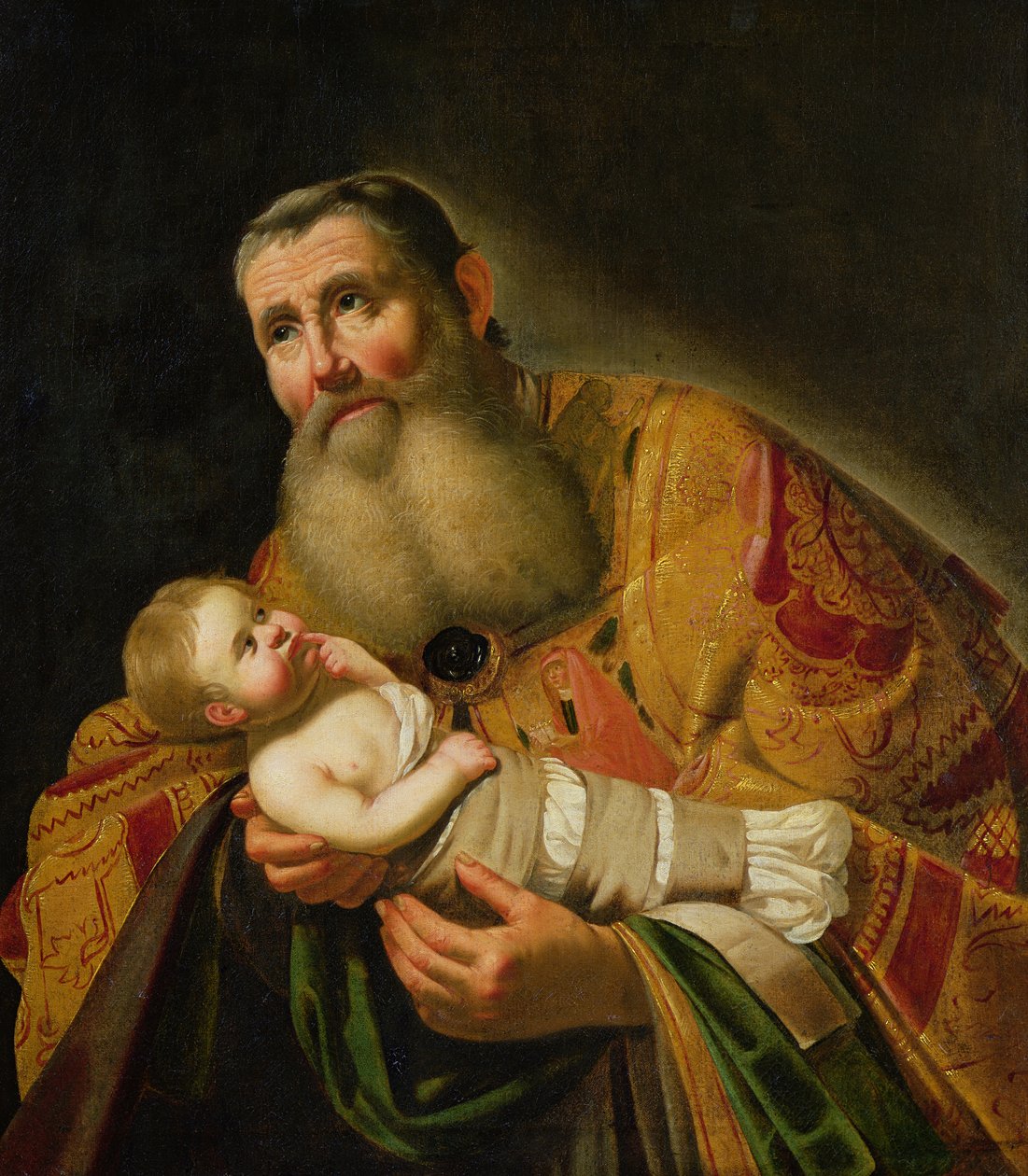 St. Simeon presenterar spädbarnet Kristus i templet av Jan van Bijlert or Bylert