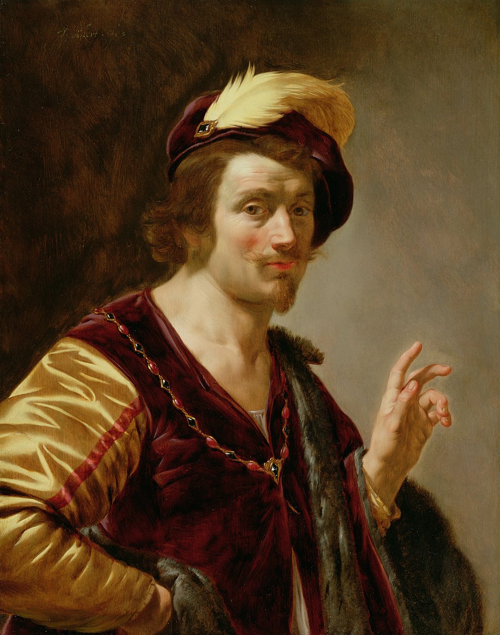Trolovningen: The Groom, ca 1630 (par 42408) av Jan van Bijlert or Bylert