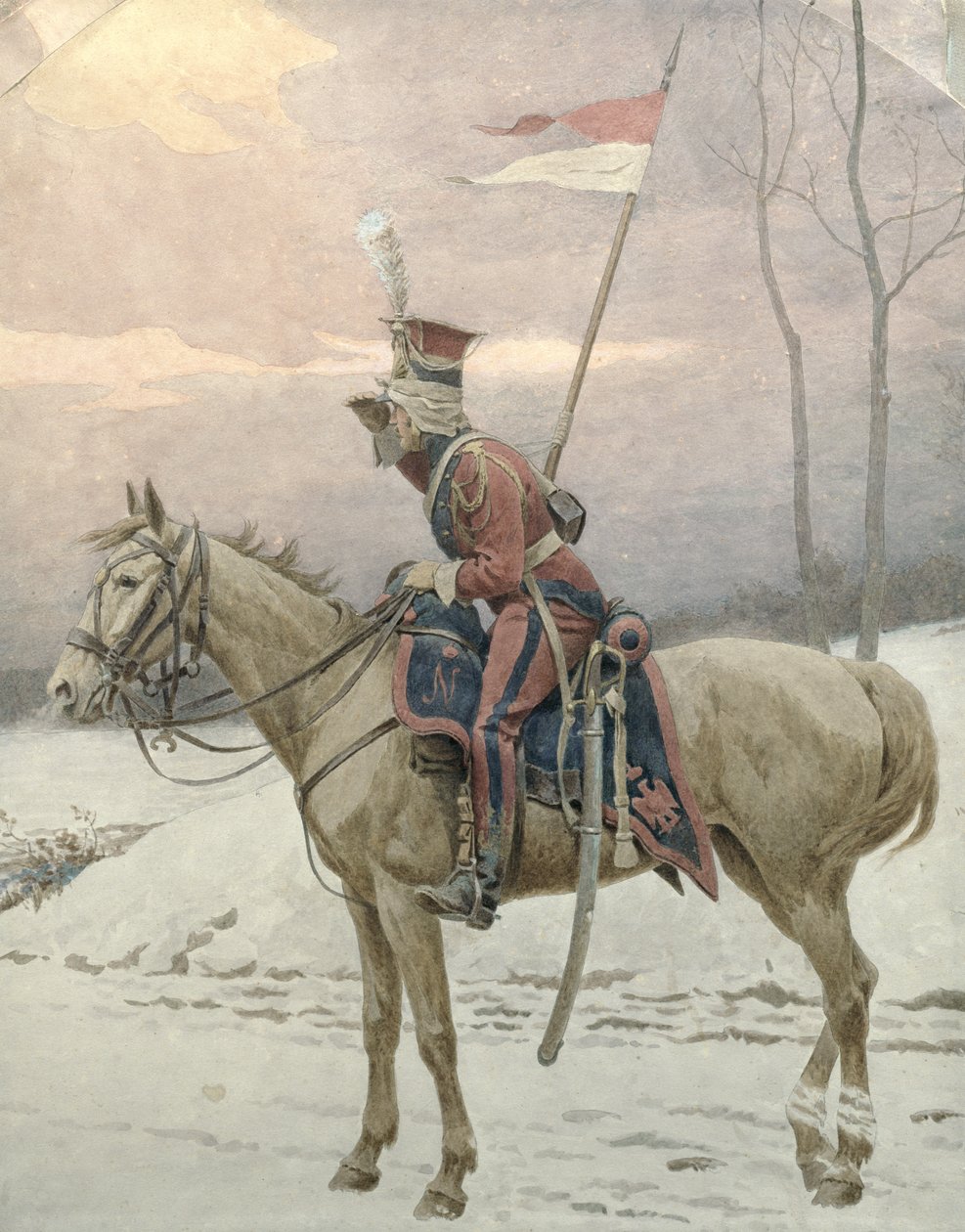 En Lancer från Napoleons polska vakter på vinterpatrull av Jan van Chelminski
