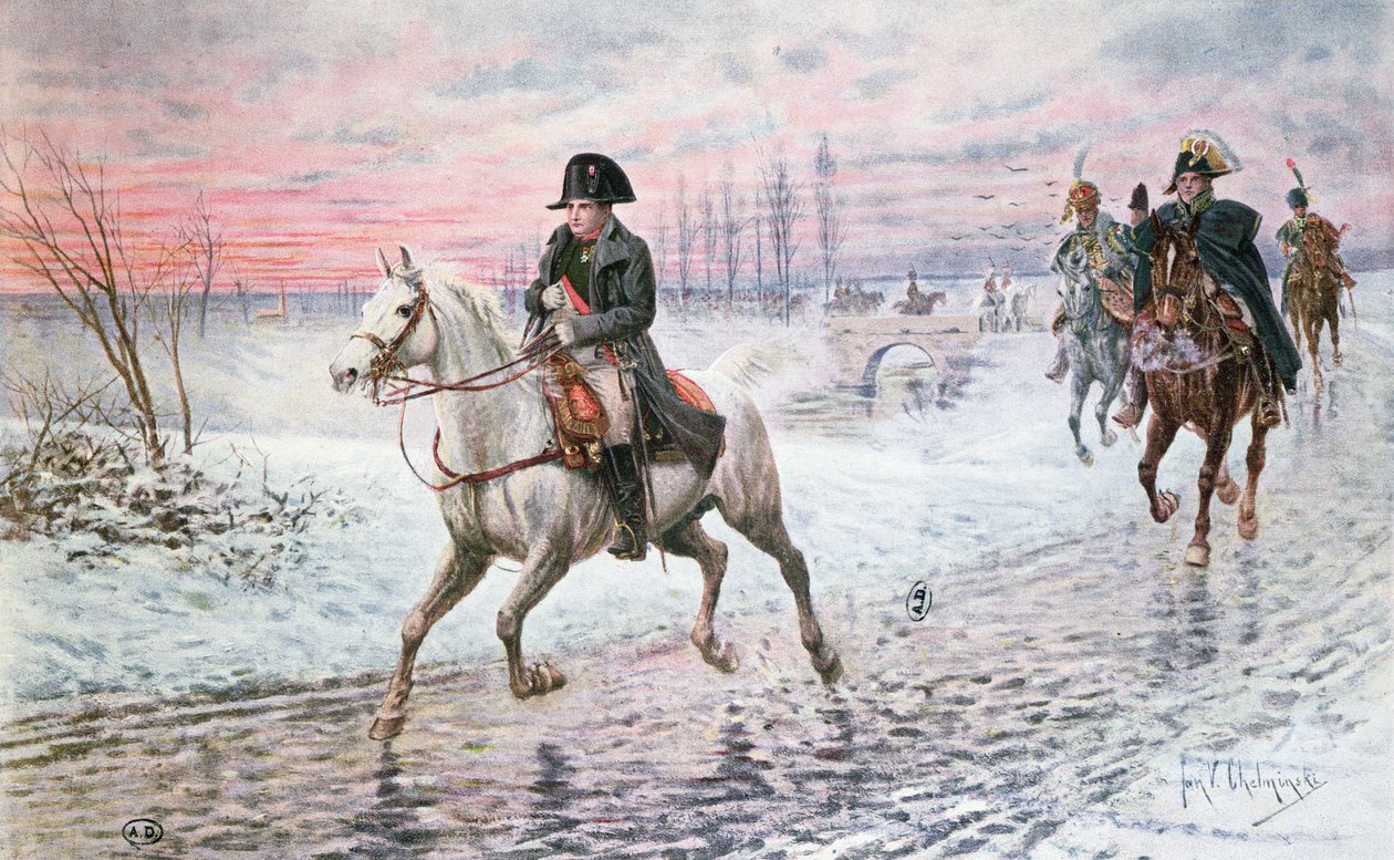 Napoleon på reträtten från Moskva 1812 av Jan van Chelminski