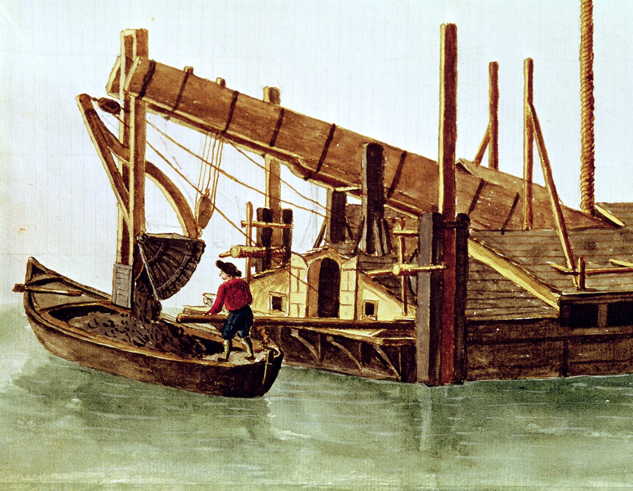Muddring av en kanal (penna, bläck och wc på papper) av Jan van Grevenbroeck