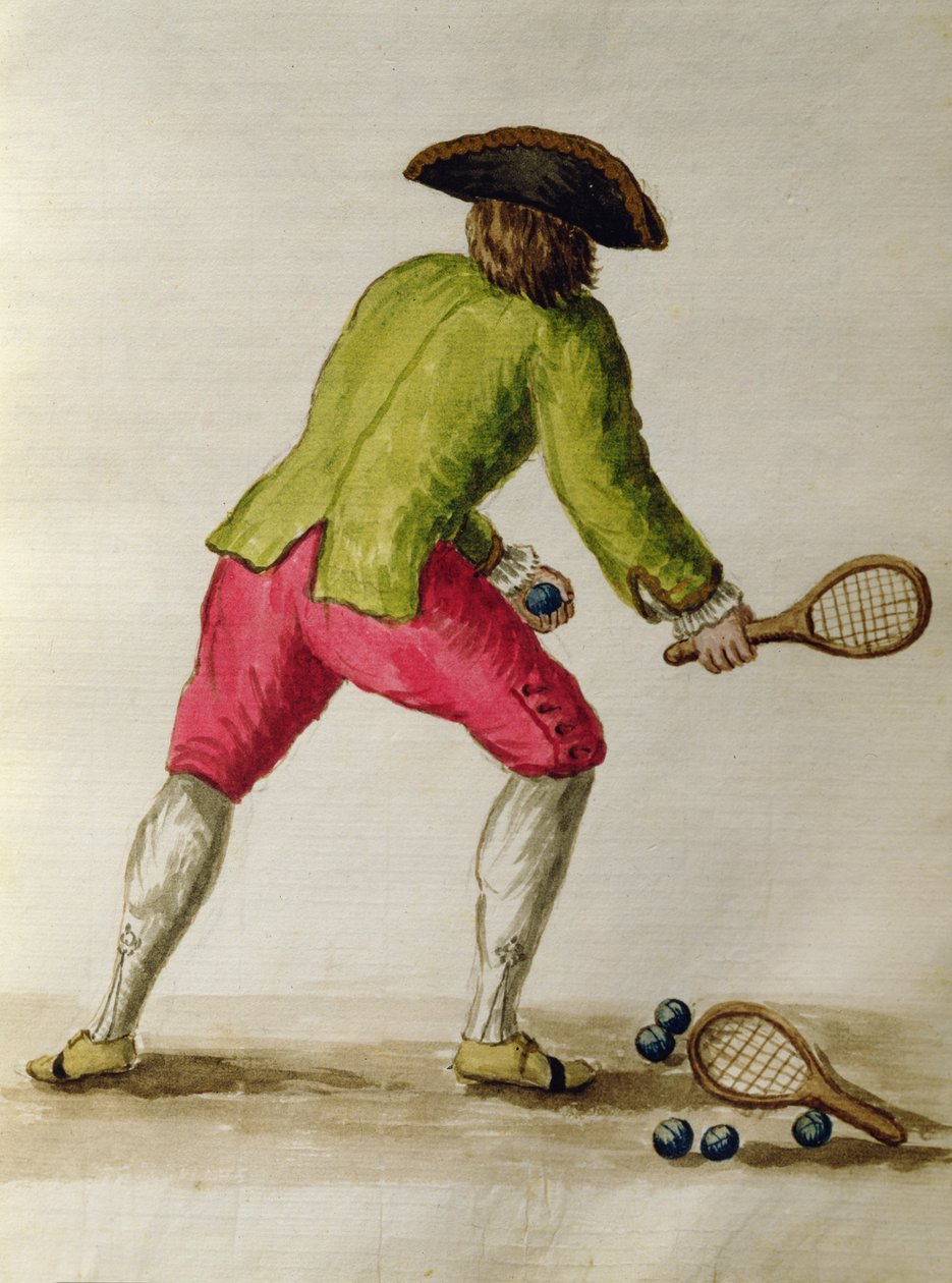 En adelsman som spelar racketar (penna, bläck och wc på papper) av Jan van Grevenbroeck