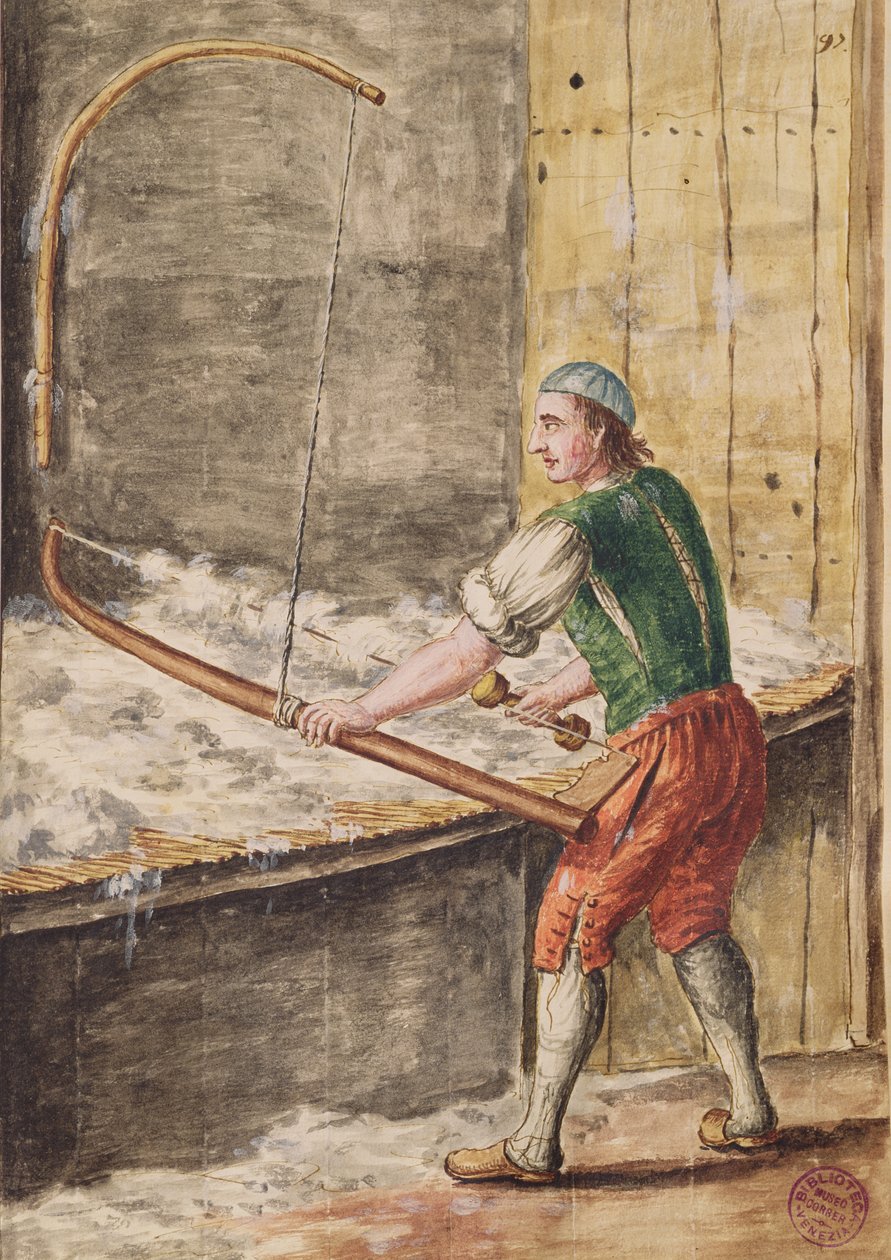 Spinnande bomull (penna och bläck och wc på papper) av Jan van Grevenbroeck