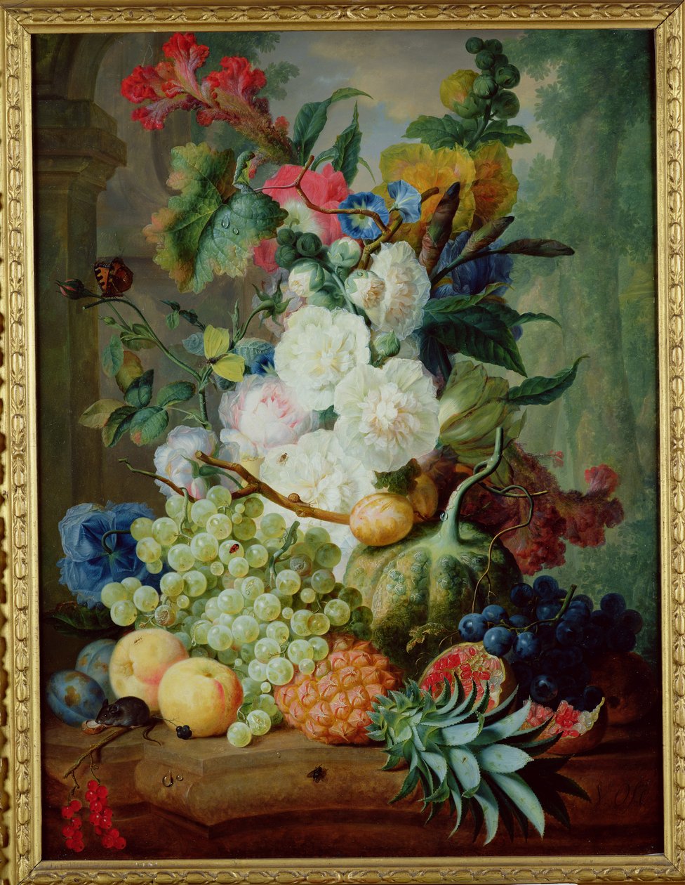 Frukt och blommor (olja) av Jan van Os