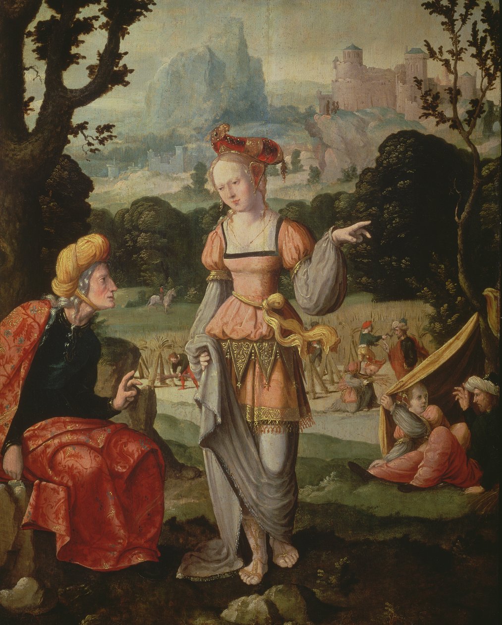 Rut och Noomi på Boas åker, ca 1530-40 (panel) av Jan van Scorel