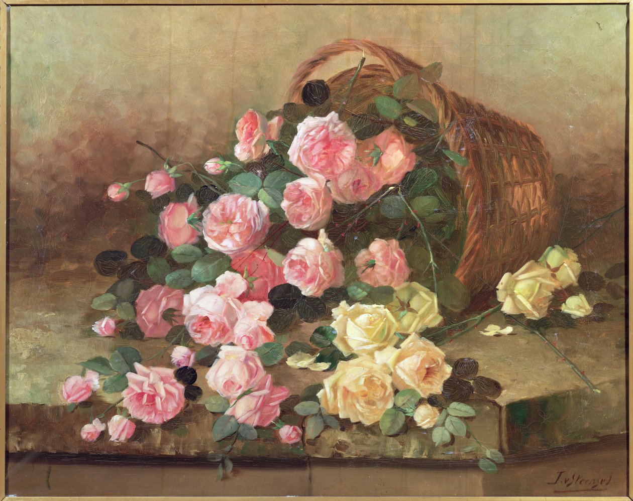 Rosor i en korg av Jan van Steensel
