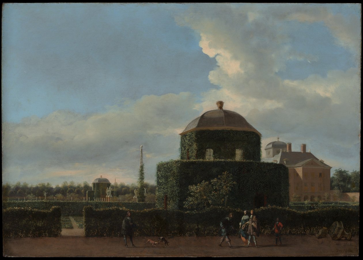 Huis ten Bosch i Haag och dess formella trädgård (Utsikt från öster) av Jan van der Heyden