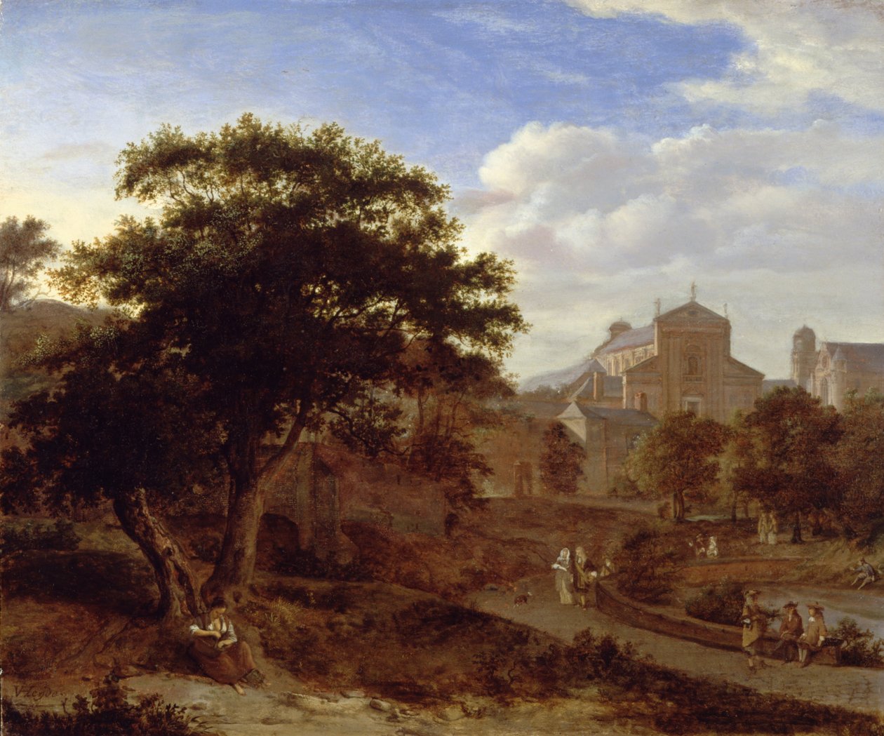 Två kyrkor och en stadsmur av Jan van der Heyden