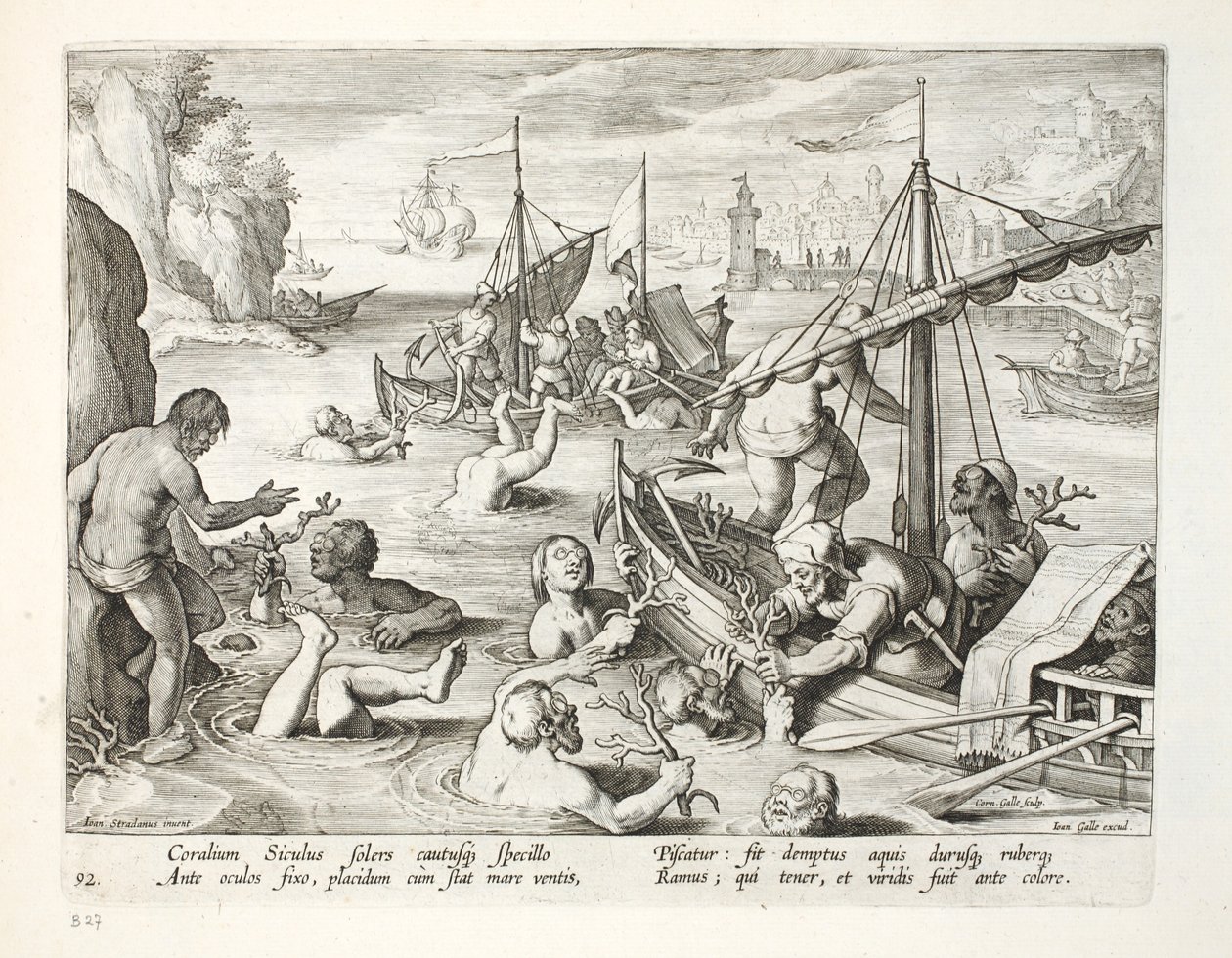 Dykning efter koraller, skylt 92, illustration från 
