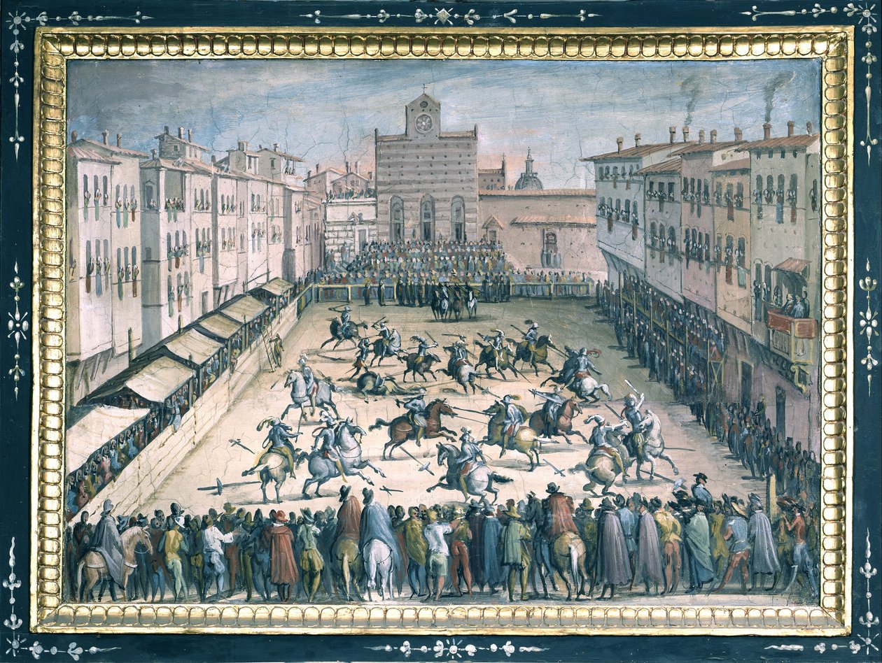 Horse joust in Piazza Santa Croce av Jan van der Straet