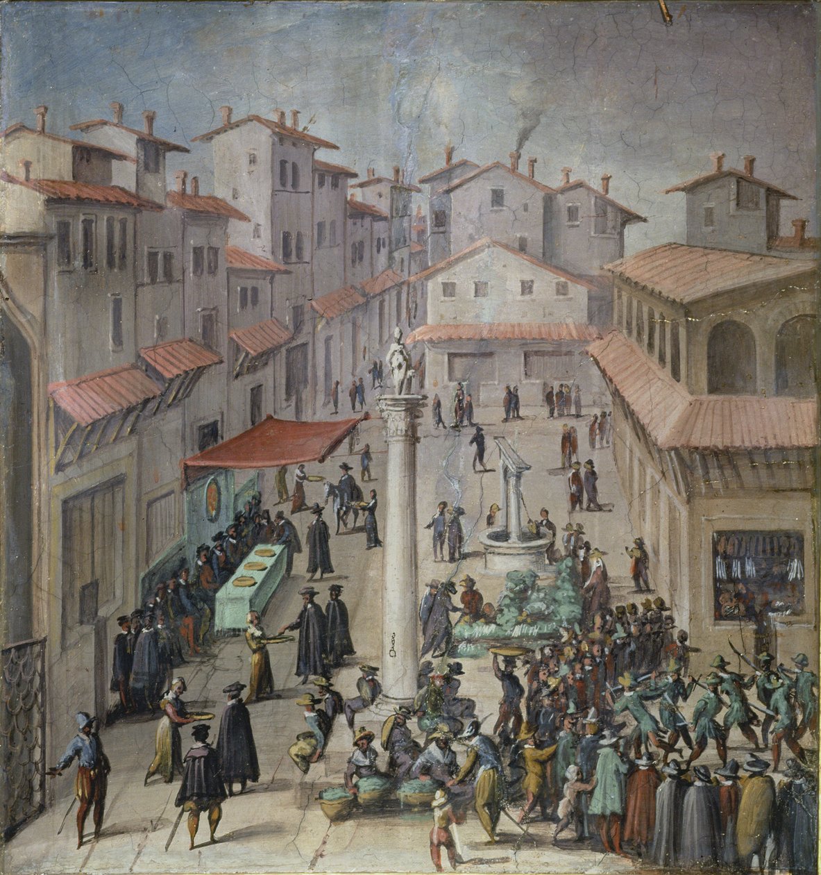 Piazza del Mercato Vecchio, Florens, 1555 av Jan van der Straet