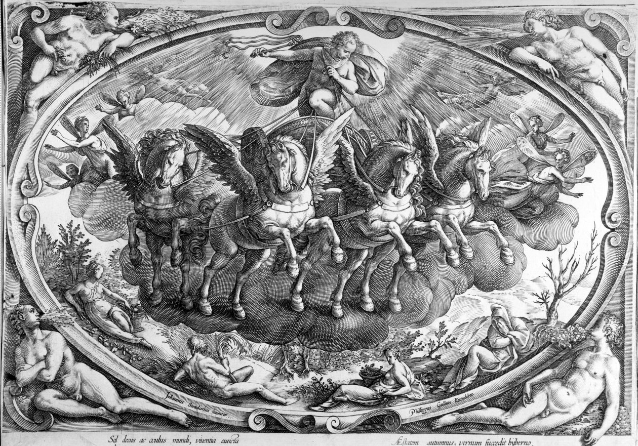 De fyra årstiderna, graverade av Philip Galle, c.1580 av Jan van der Straet