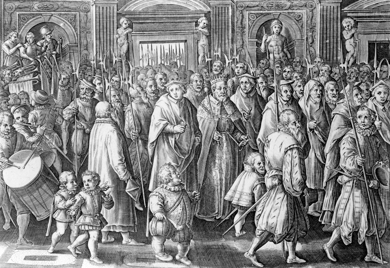 Cosimo I:s återkomst efter hans kröning, graverad av Philips Galle, 1583 av Jan van der Straet