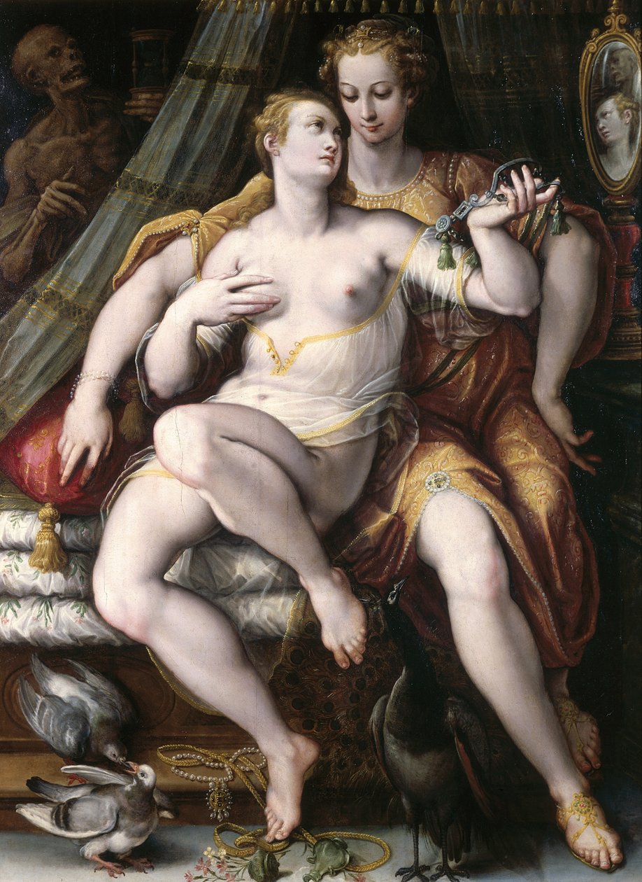 Fåfänga, blygsamhet och död, 1569 av Jan van der Straet