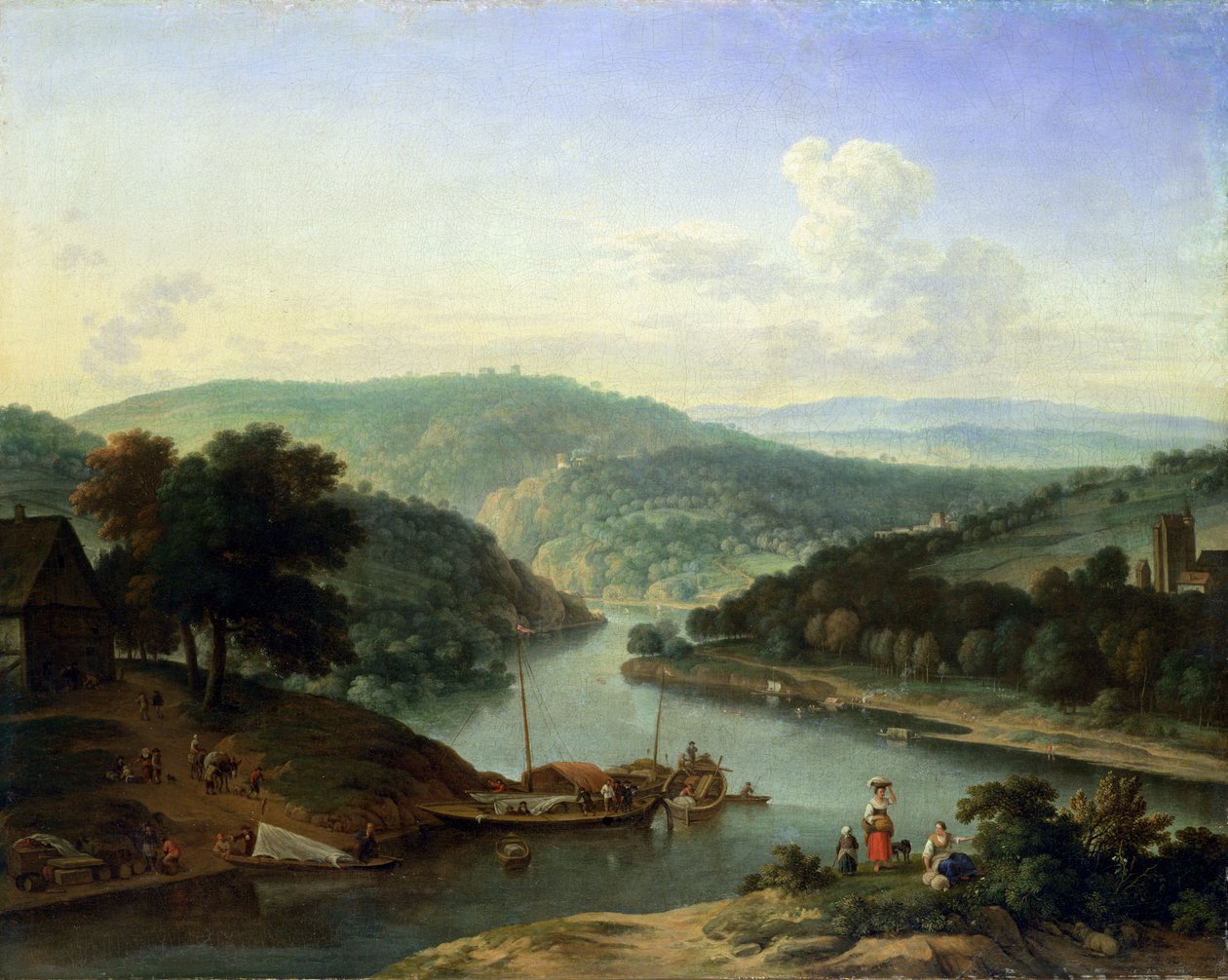 Flodlandskap, 1697 av Jan van der the Younger Meer
