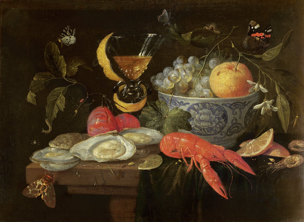 Stilleben med frukt och skalfisk, 1653 av Jan van Kessel the Elder