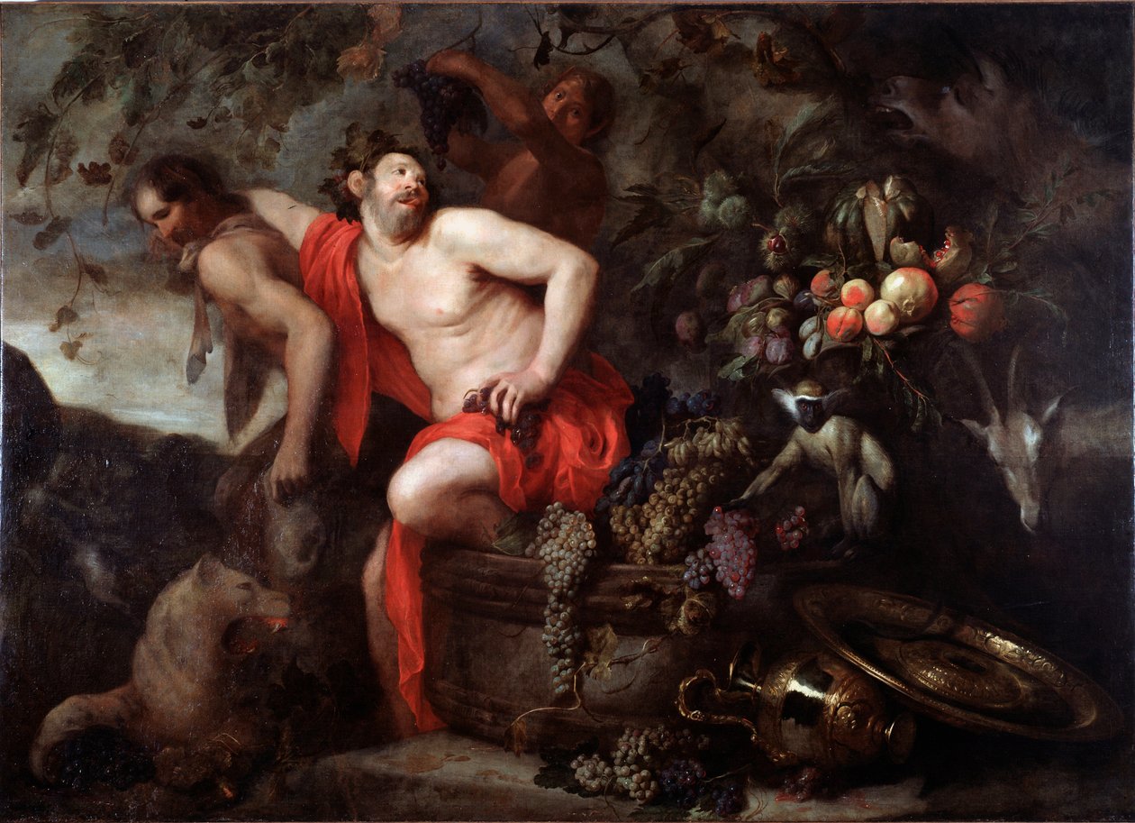 The Harvest of Silene (Harvest of Silenus) Målning av Jan Roos (1591-1638) Dim 175x250 cm Genes, Musei di Strada Nuova (ex Palazzo Bianco) av Jan Roos