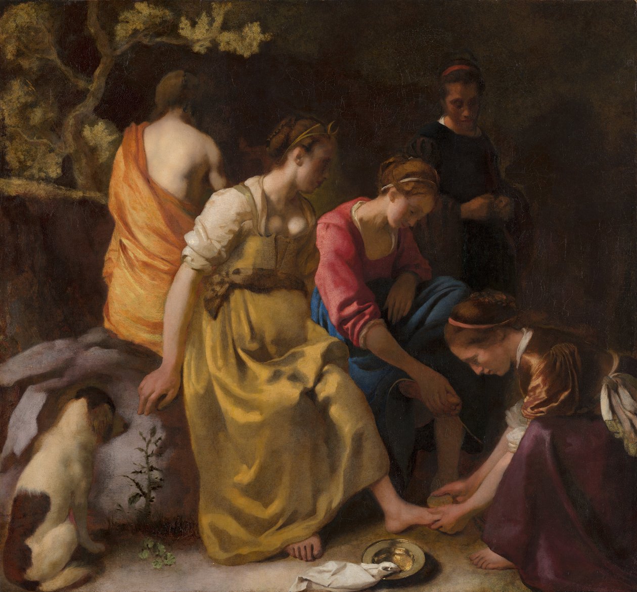 Diana och hennes följeslagare, ca 1655-56 (olja på duk) av Johannes Vermeer