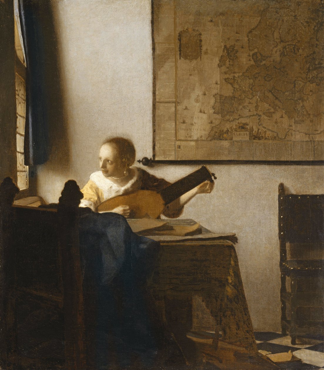 Kvinna med en lut, ca 1662-1663 (olja på duk) av Johannes Vermeer
