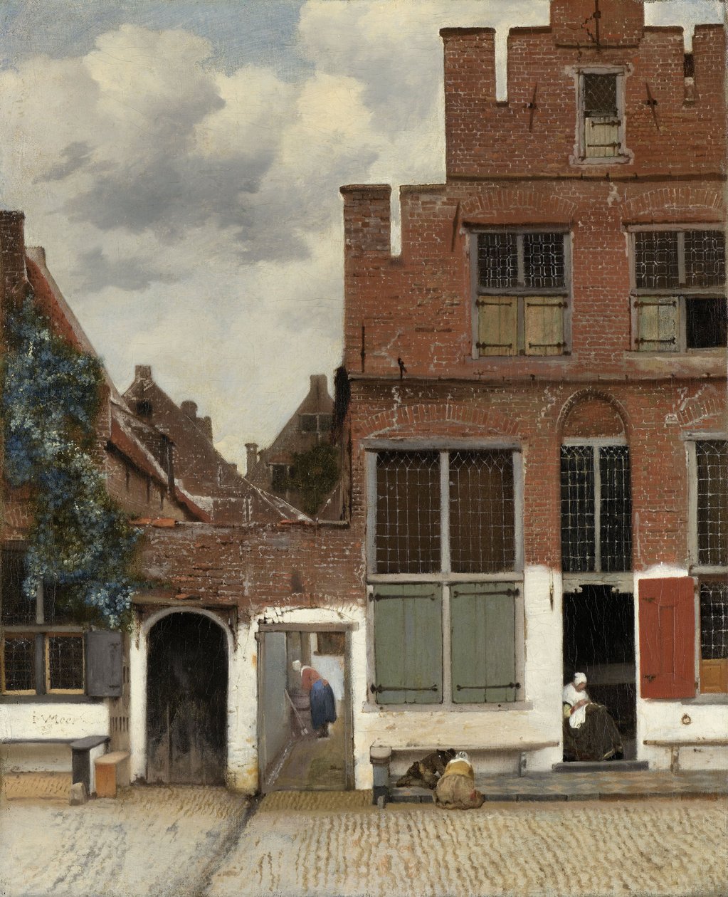 Vy över hus i Delft, känd som "The Little Street", ca 1658 (olja på duk) av Johannes Vermeer