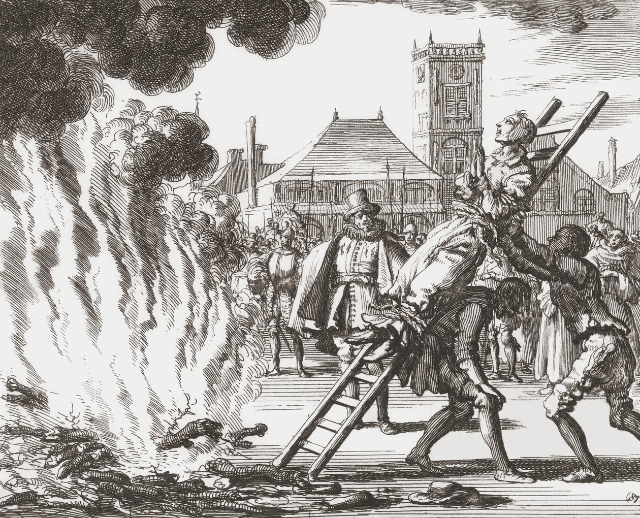 En häxa dömd att brännas levande i 1500-talets Holland av Jan (after) Luyken