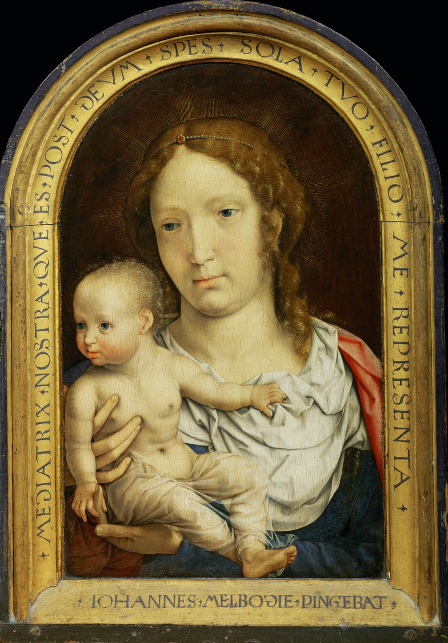 Carondelet Diptych: Jungfru Maria och Jesusbarnet ... av Jan (c.1472-c.1533) Gossaert