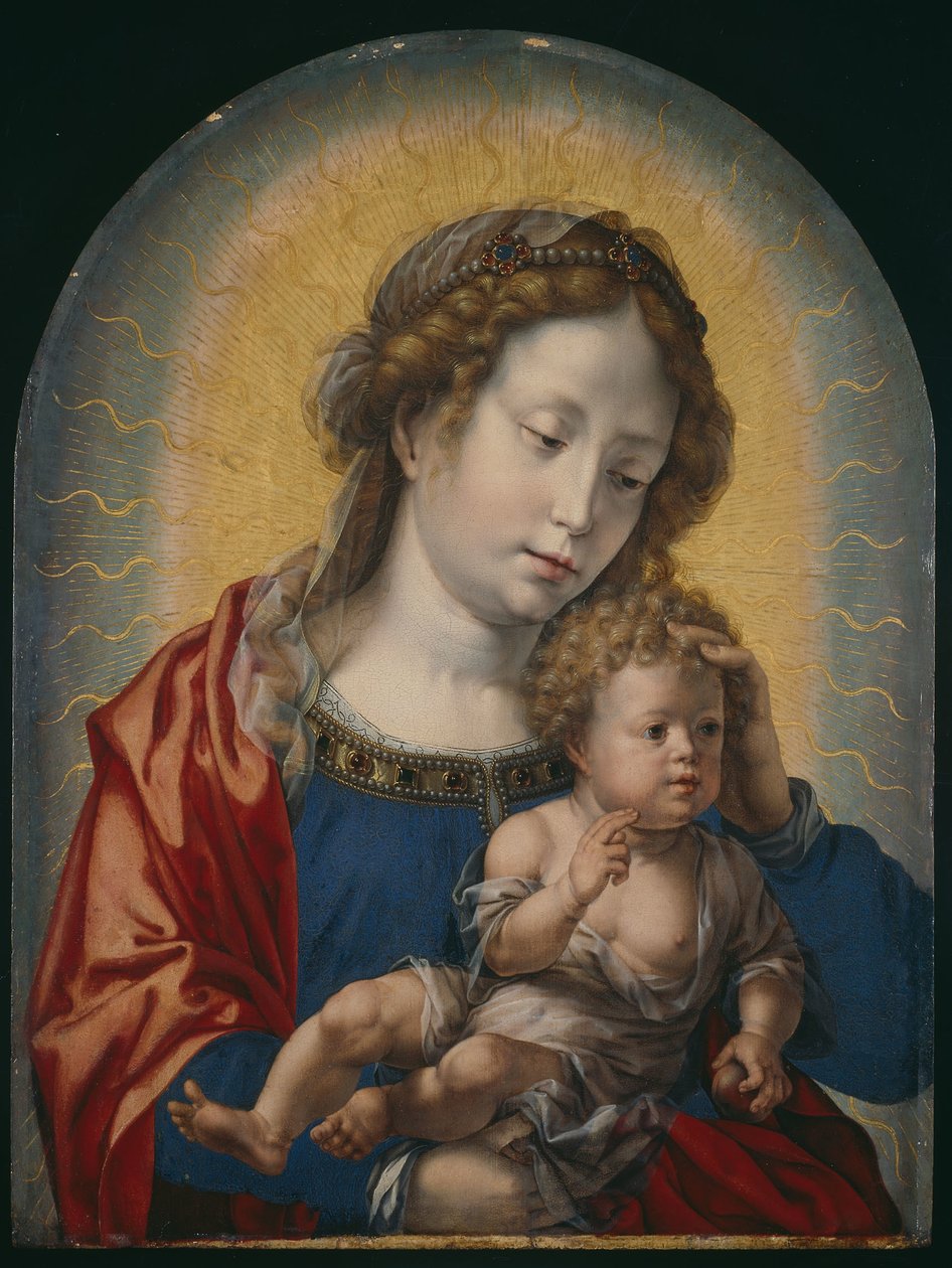 Jungfru Maria med barn, ca 1520 (olja på pannå) av Jan (c.1472 c.1533) Gossaert