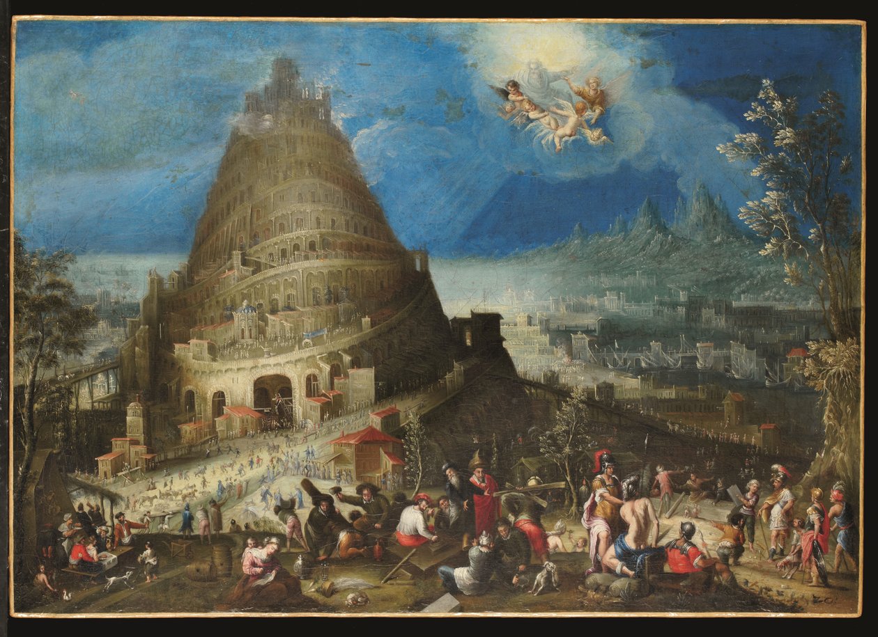 Babels torn, ca 1650 (olja på duk) av Jan (follower of) Brueghel