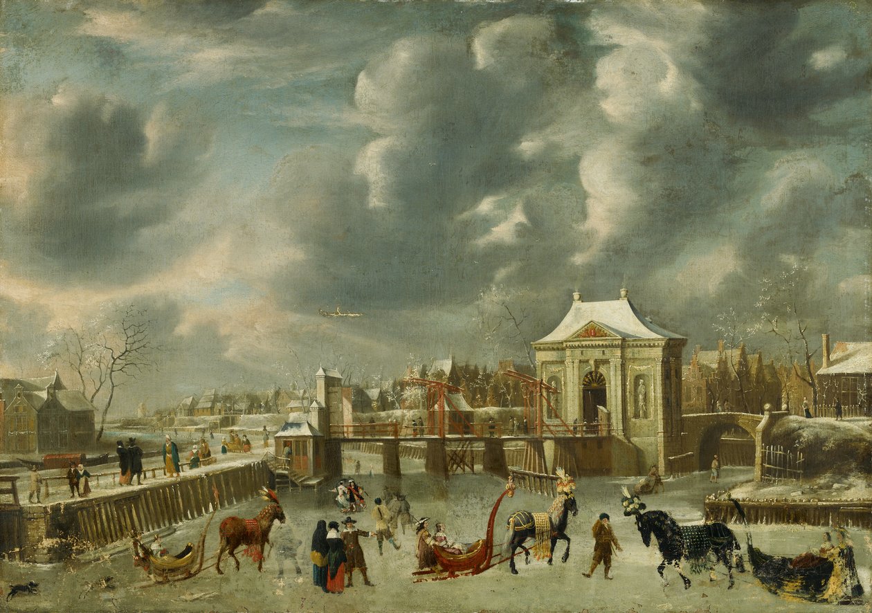 Heiligewegpoort på vintern av Jan Abrahamsz. Beerstraten