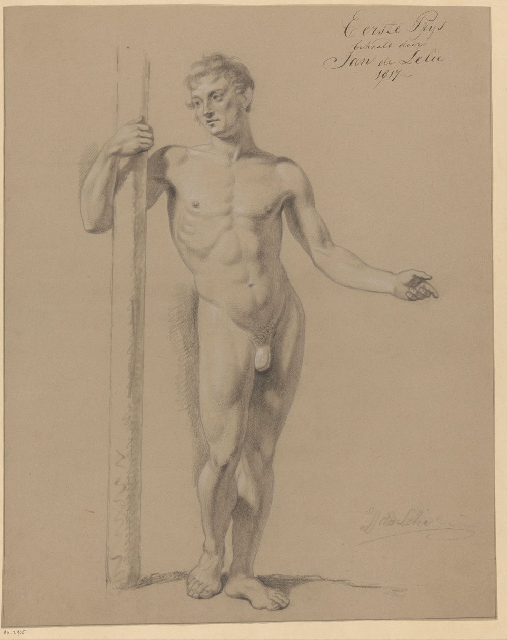 Stående manlig naken, sedd framifrån (1:a pris 1817) av Jan Adriaan Antonie de Lelie