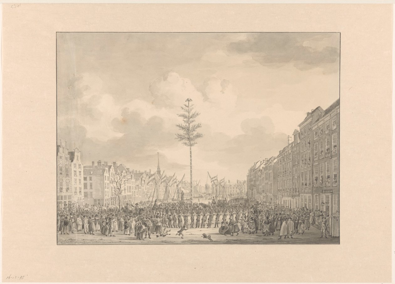 Frihetsträdet på Grote Markt i Rotterdam, 1795 av Jan Anthonie Langendijk Dzn (possibly)