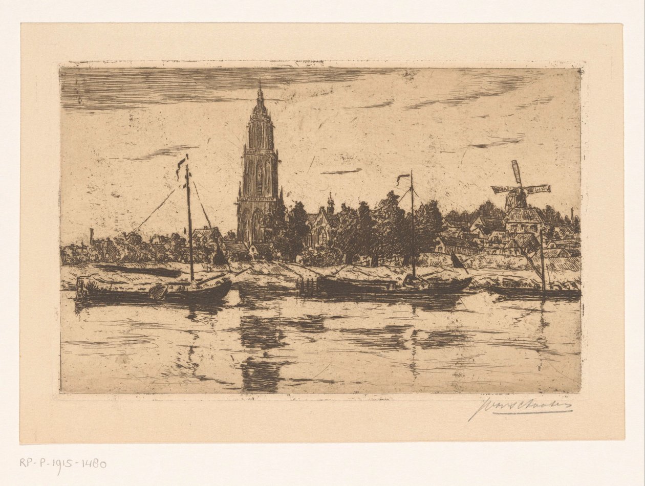 Utsikt över Rhenen av Jan Antonius van Schooten (signed by artist)