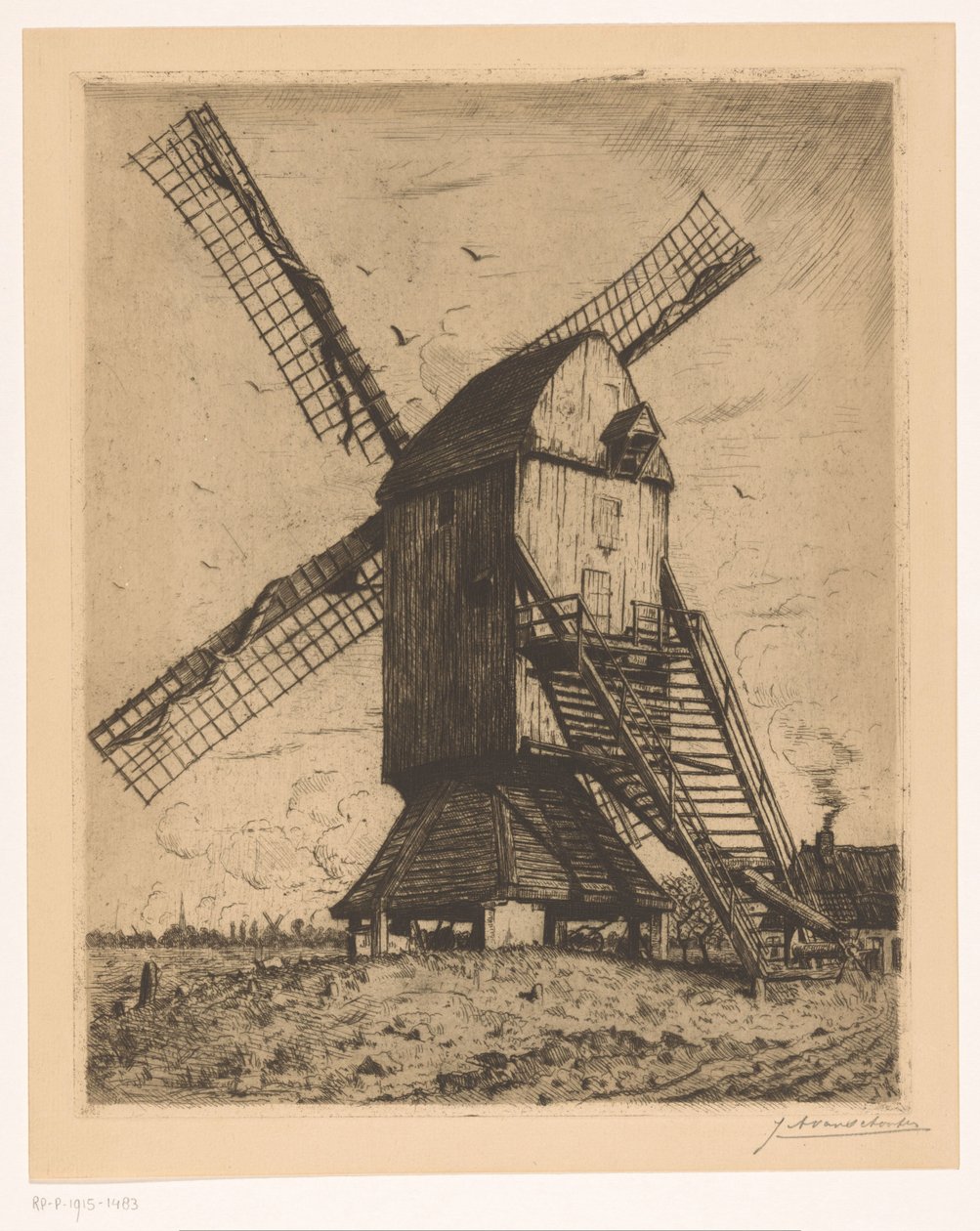 Kvarn av Jan Antonius van Schooten (signed by artist)
