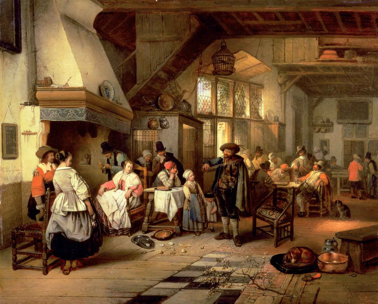 Interiör av en krog med en blind spelman, 1844 (för detaljer se 76798) av Jan August Hendrik Leys