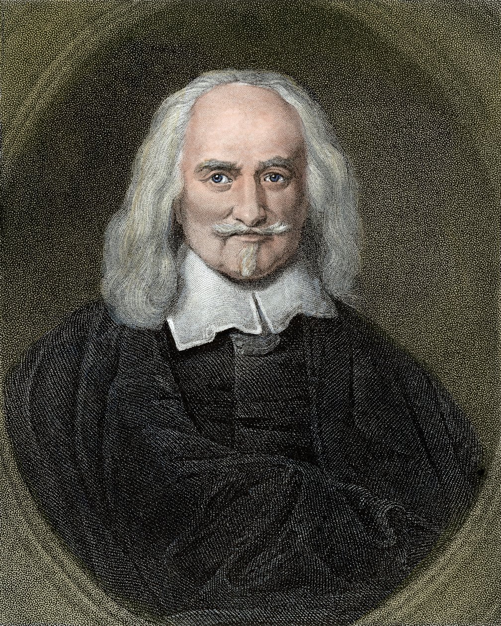 Porträtt av Thomas Hobbes (1588-1679) engelsk filosof. 1800-tals färgstick. av Jan Baptist (after) Jaspers