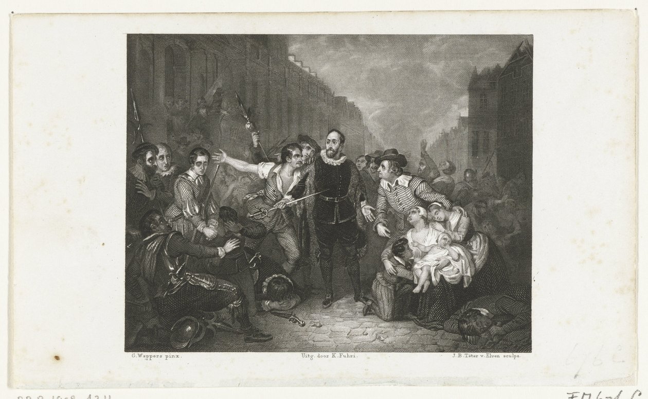 Borgmästaren Pieter van der Werffs självuppoffring, 1574 av Jan Baptist Tetar van Elven
