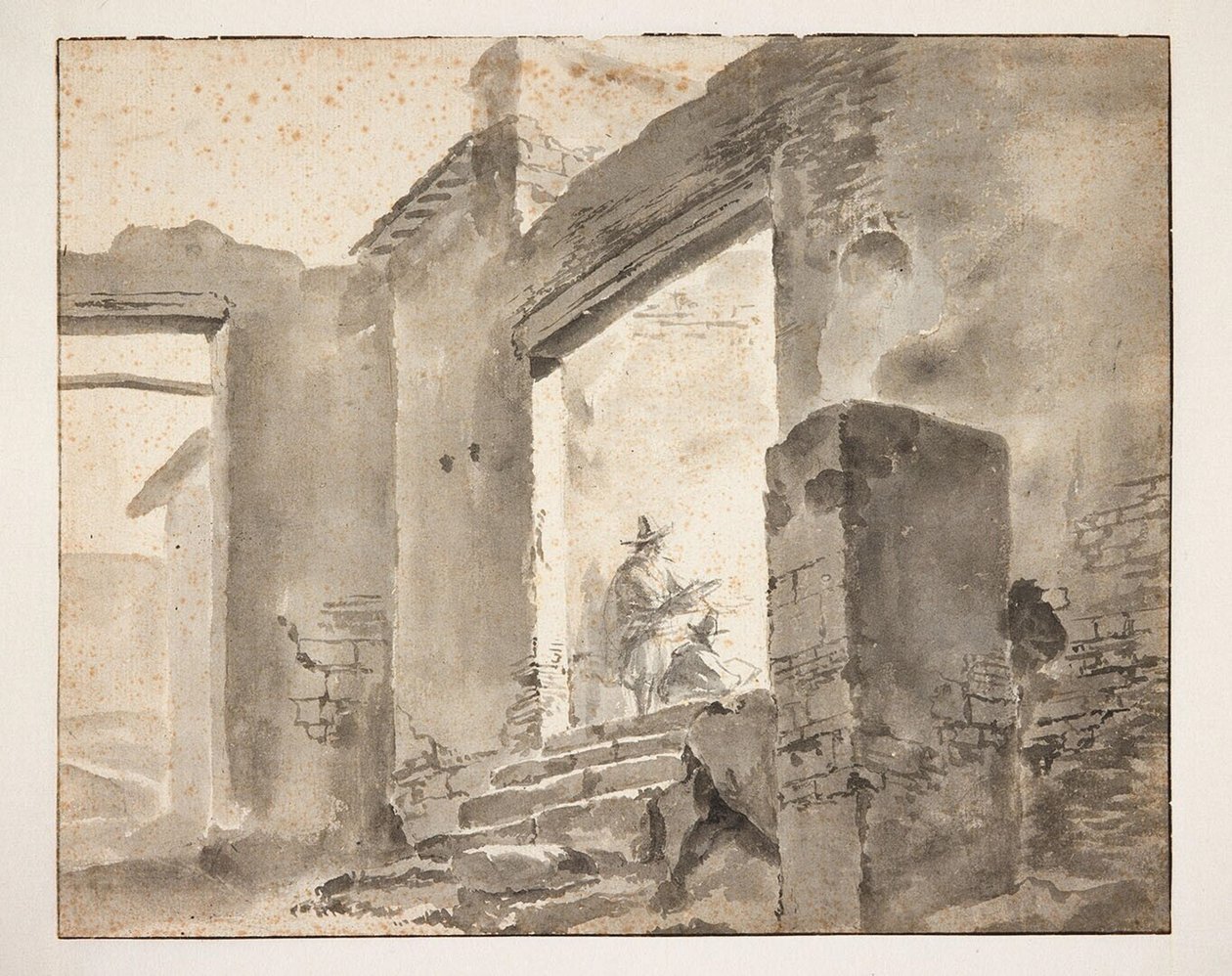 Två tecknare i en ruin av Jan Baptist Weenix