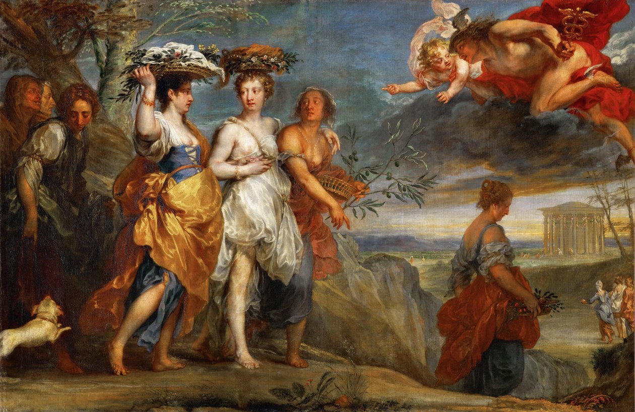 Merkurius möter Herse - Merkurius möter Herse - Jan Boeckhorst (1604-1668). Olja på duk av Jan Boeckhorst