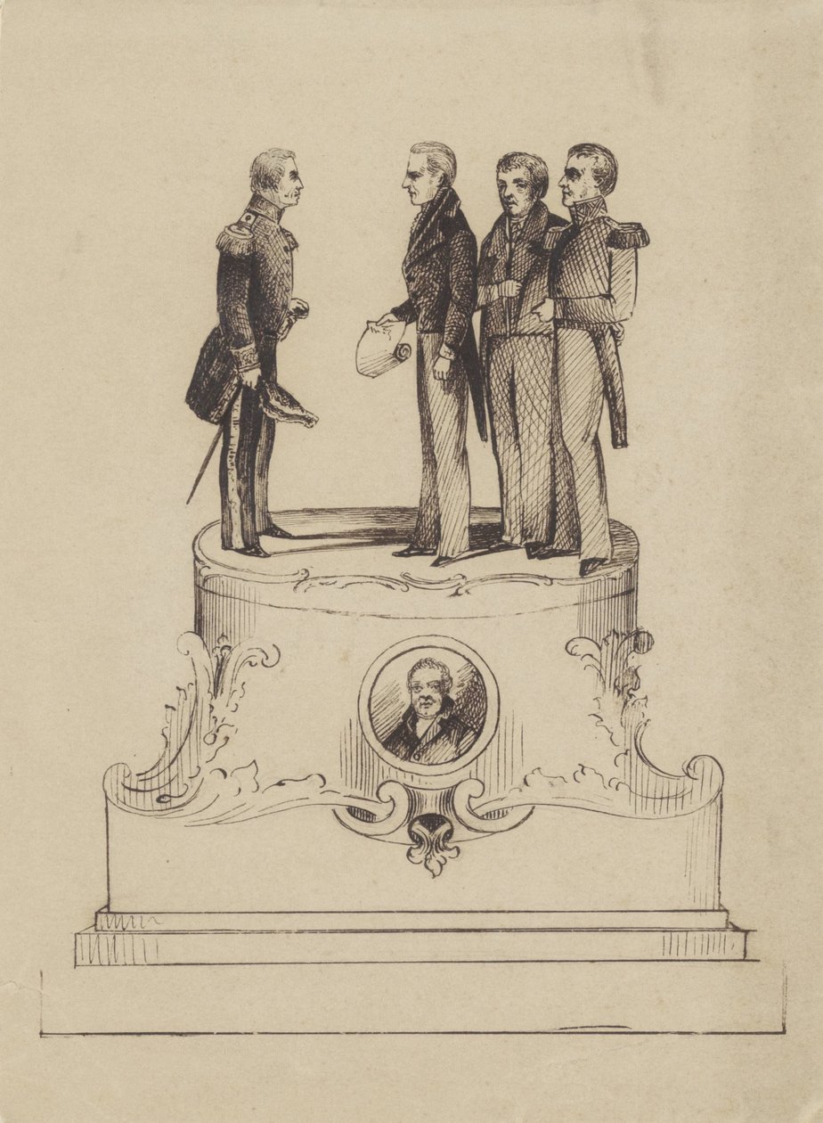 Design för monument till 50 år av självständighet för kungariket Nederländerna 1863 av Jan Bos