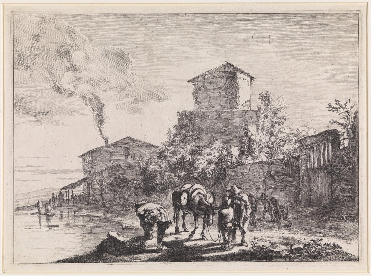Män och en mula vid Via Appia av Jan Both
