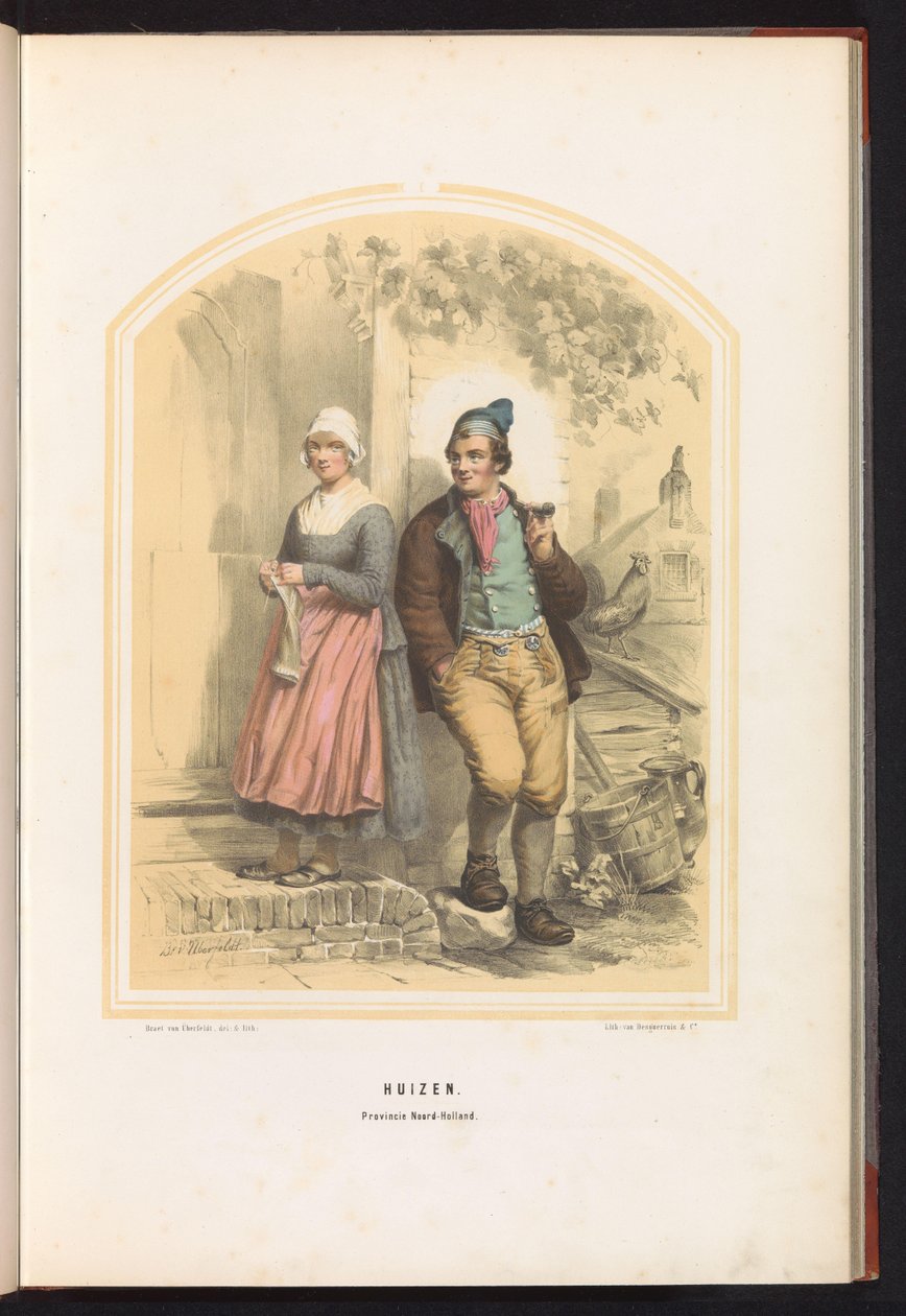 Traditionell dräkt av hus i norra Holland, 1857 Hus. Provinsen North Holland / I (titel på objekt) av Jan Braet von Uberfeldt