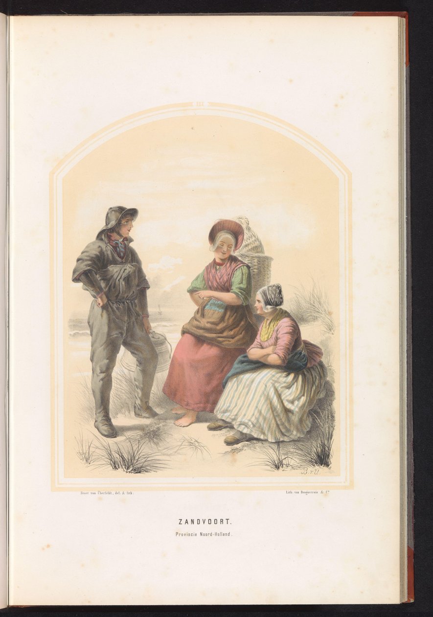 Traditionell dräkt från Zandvoort i norra Holland, 1857 Zandvoort. Provinsen North Holland / III (titel på objekt) av Jan Braet von Uberfeldt