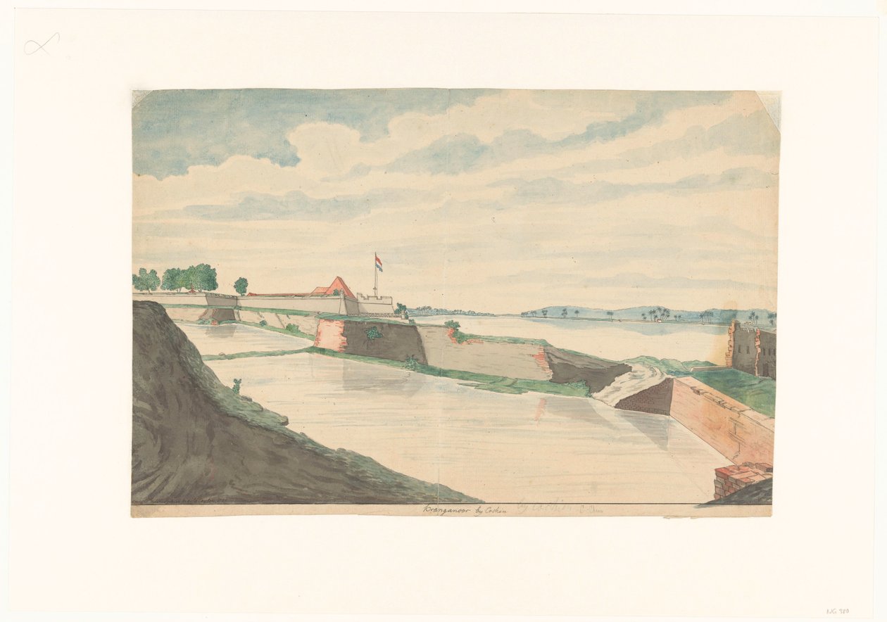 Fort Kraganoor nära Cochin av Jan Brandes (signed by artist)
