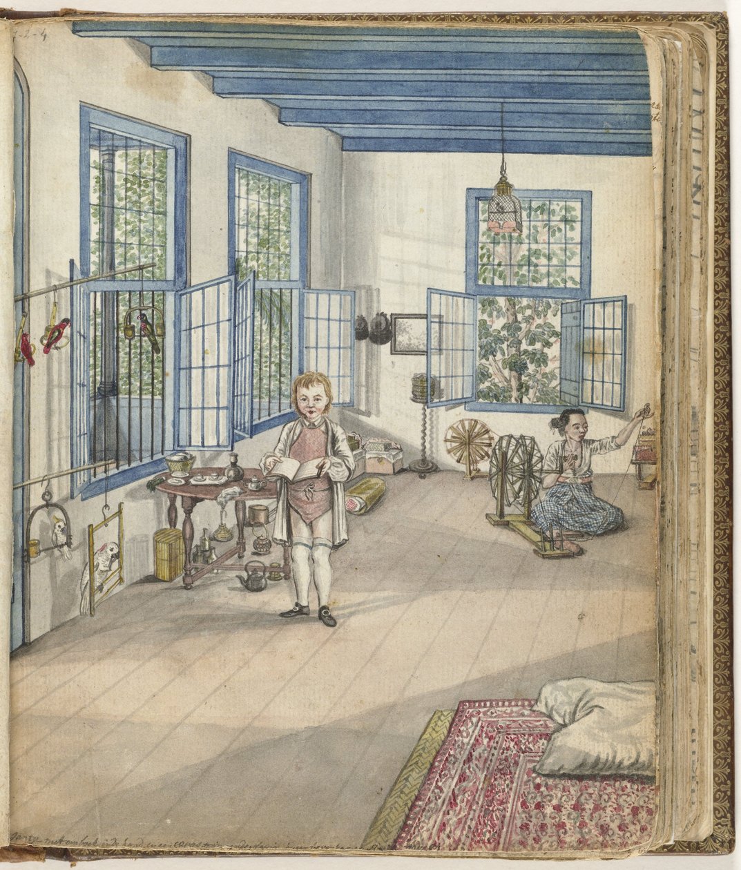Brandes" son Johnny och slaven Flora spinning, 1784 av Jan Brandes