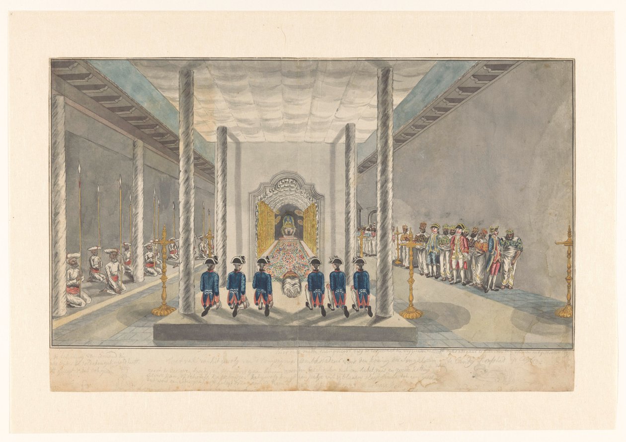 VOC-delegation vid en publik med kungen Kandy, Sri Rajadi Raja Sinha av Jan Brandes