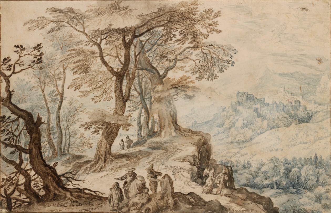 Landskap med Tobias och ängeln av Jan Breughel Ii
