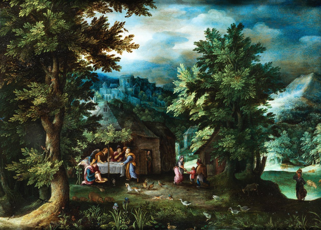 Jan Brueghel (I) Abraham och änglarna vid Mamre av Jan Brueghel the Elder