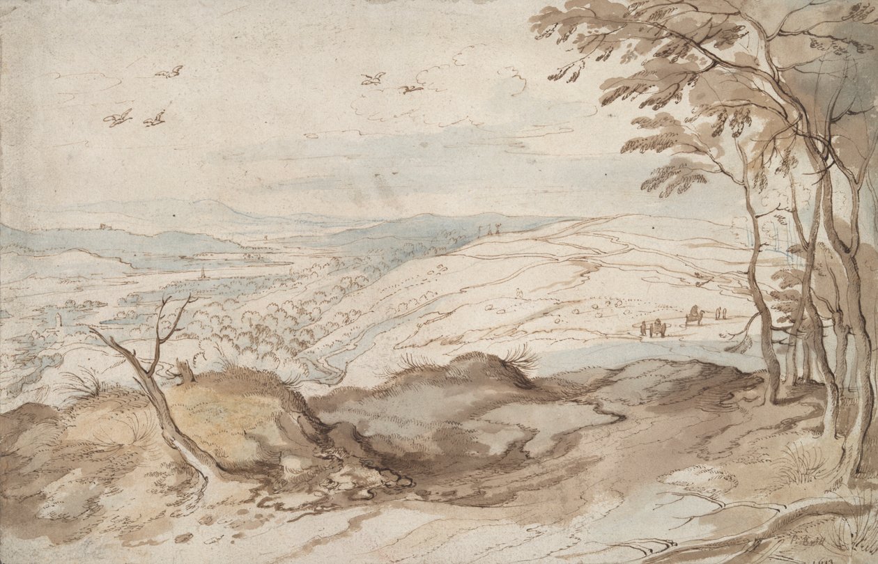Bergigt landskap med utsikt över en dal av Jan Brueghel the Elder